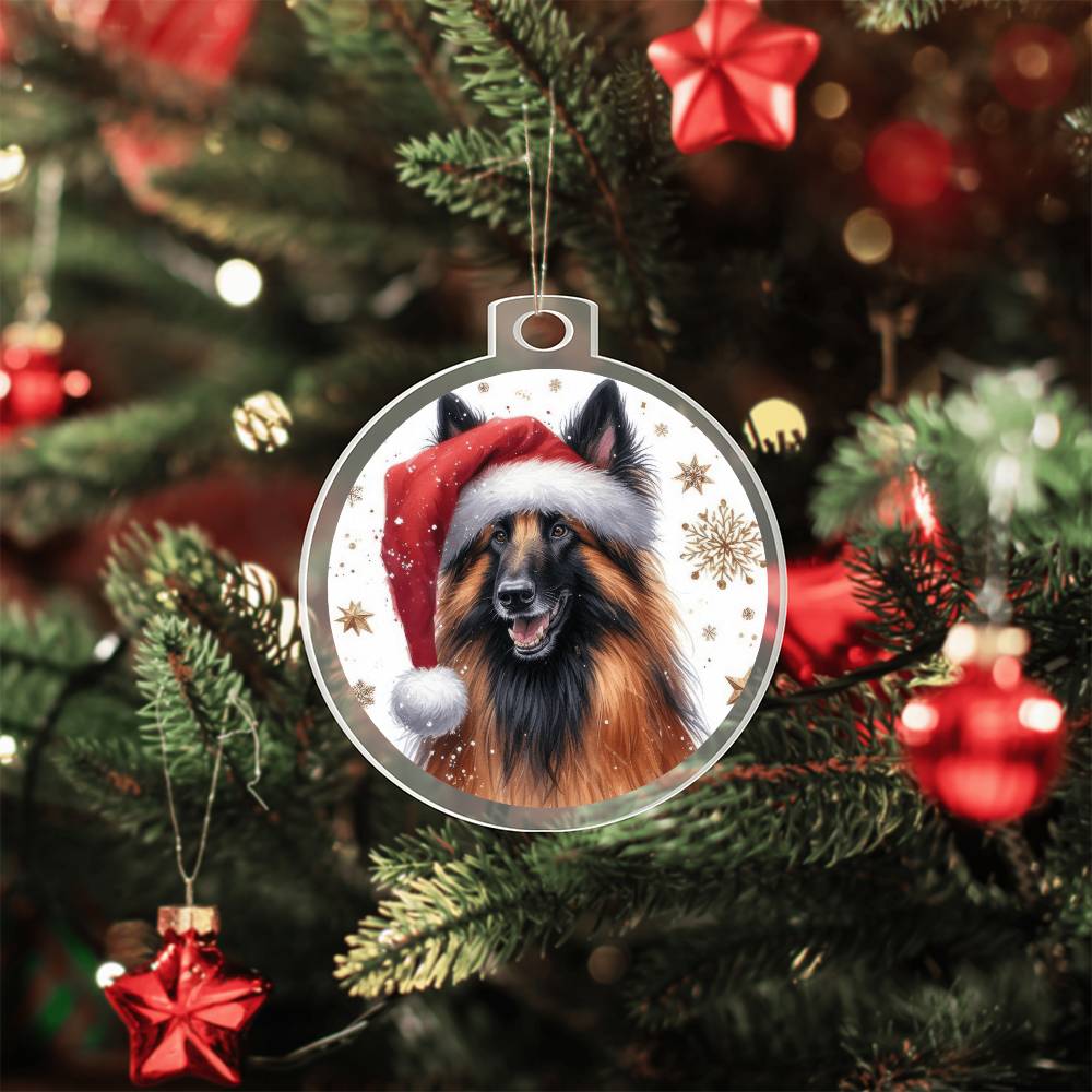 Christmas Dog - Belgian Tervuren - Acrylic Ornament