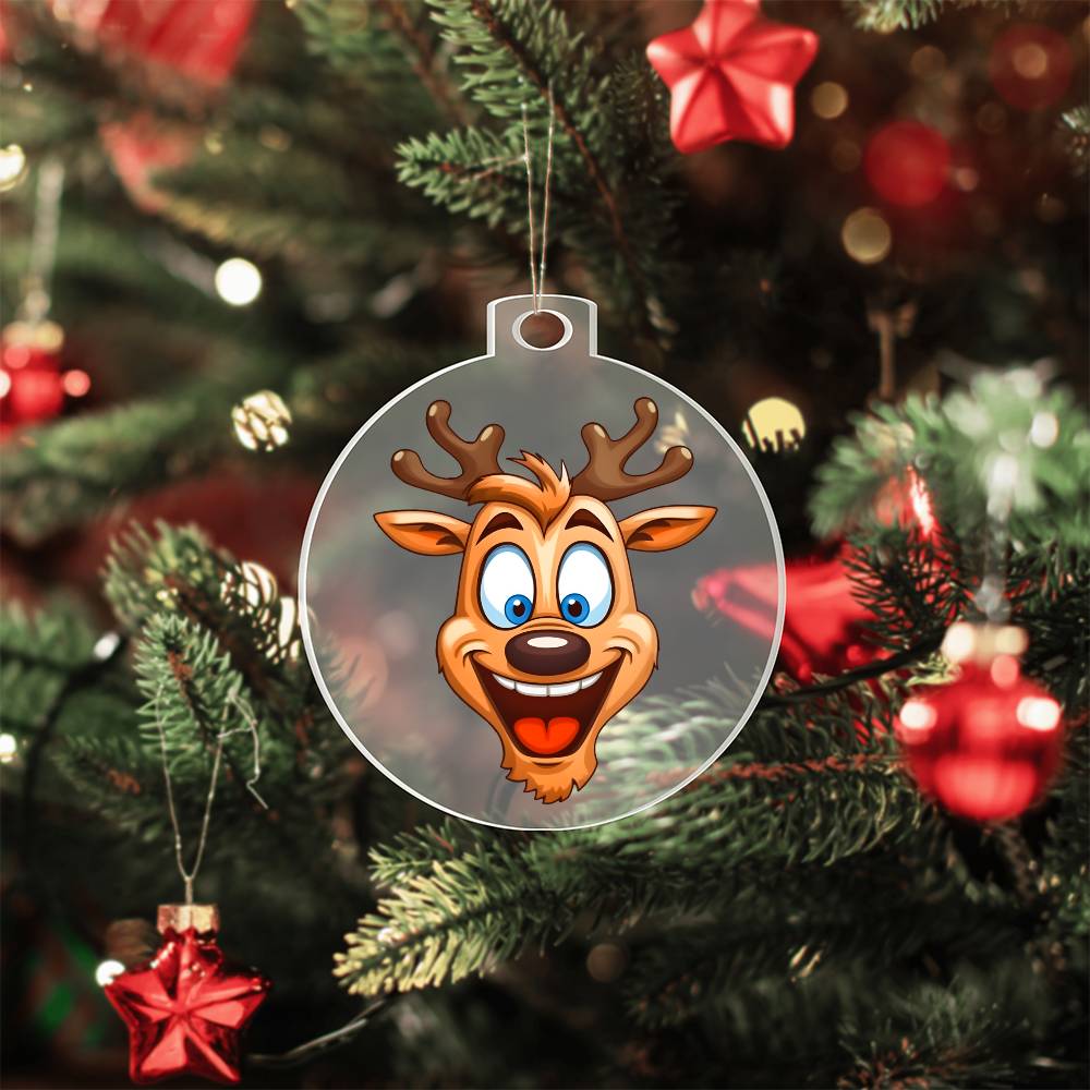 Funny Reindeer Face 04 - Acrylic Ornament