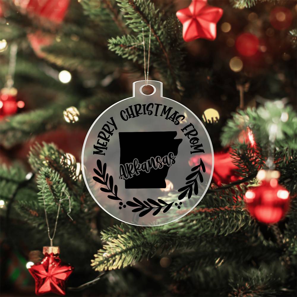 Merry Christmas From Arkansas - Acrylic Ornament
