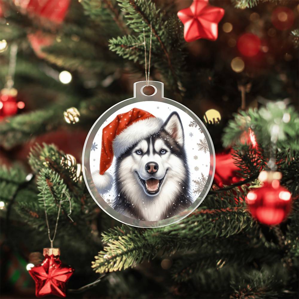 Christmas Dog - Siberian Husky Dog - Acrylic Ornament