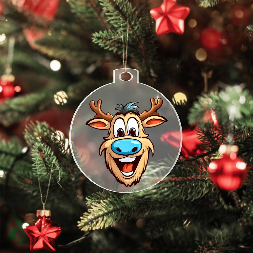 Funny Reindeer Face 14 - Acrylic Ornament