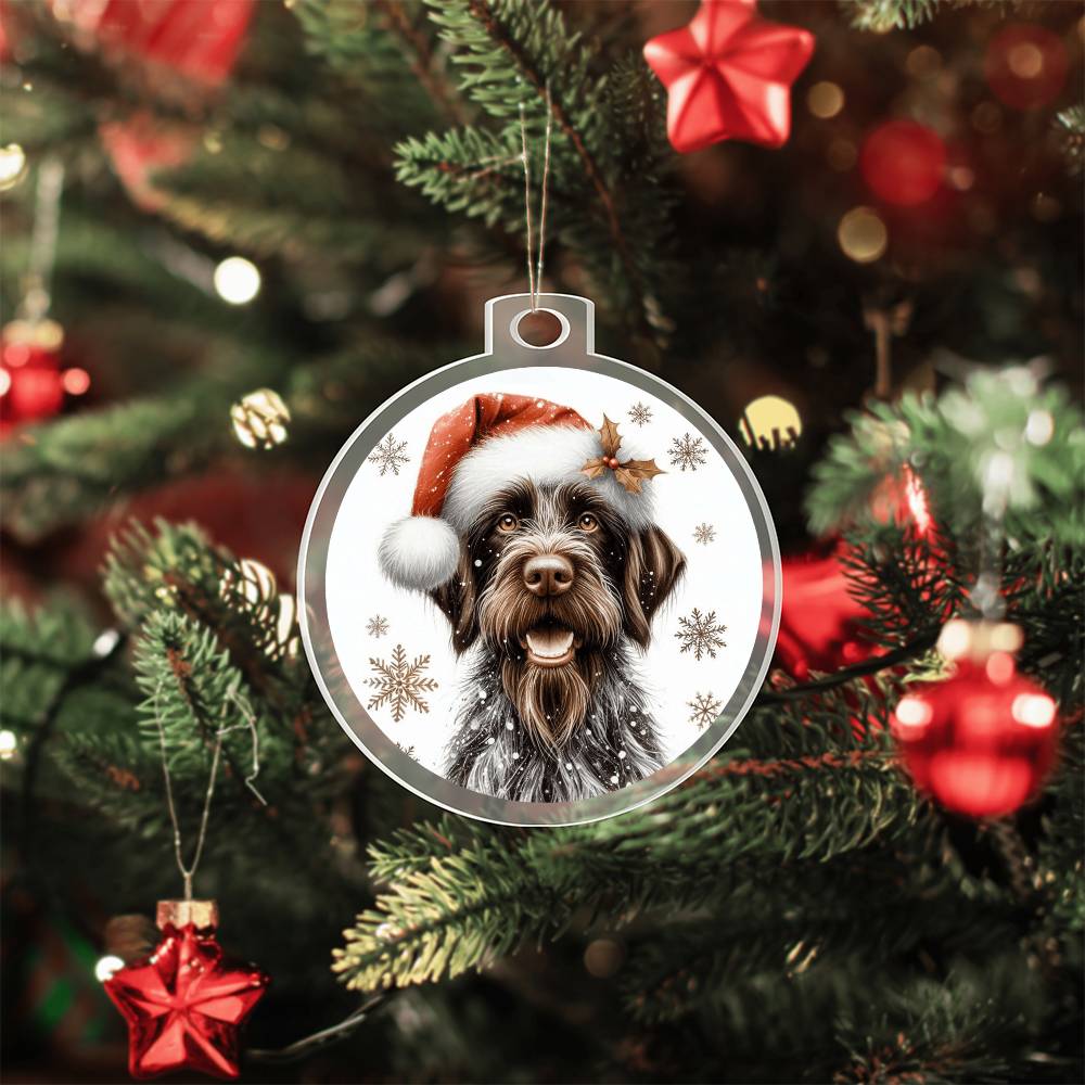 Christmas Dog - German Wirehaired Pointer - Acrylic Ornament