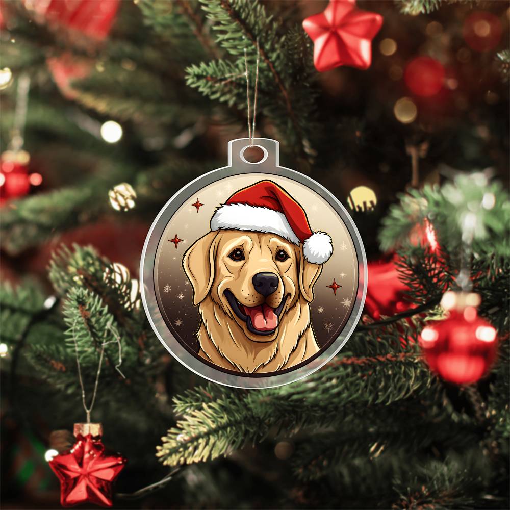 Dog Stained Glass Christmas Design 027 - Acrylic Ornament