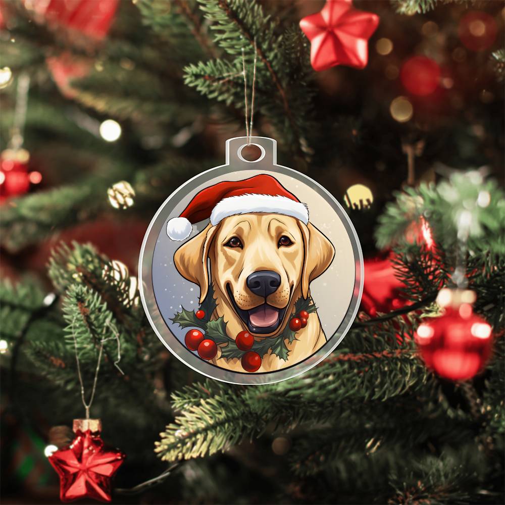 Dog Stained Glass Christmas Design 029 - Acrylic Ornament