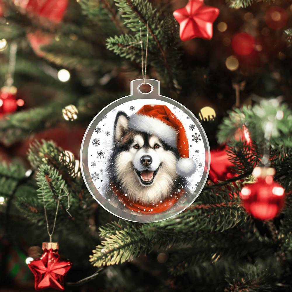 Christmas Dog - Alaskan Malamute - Acrylic Ornament