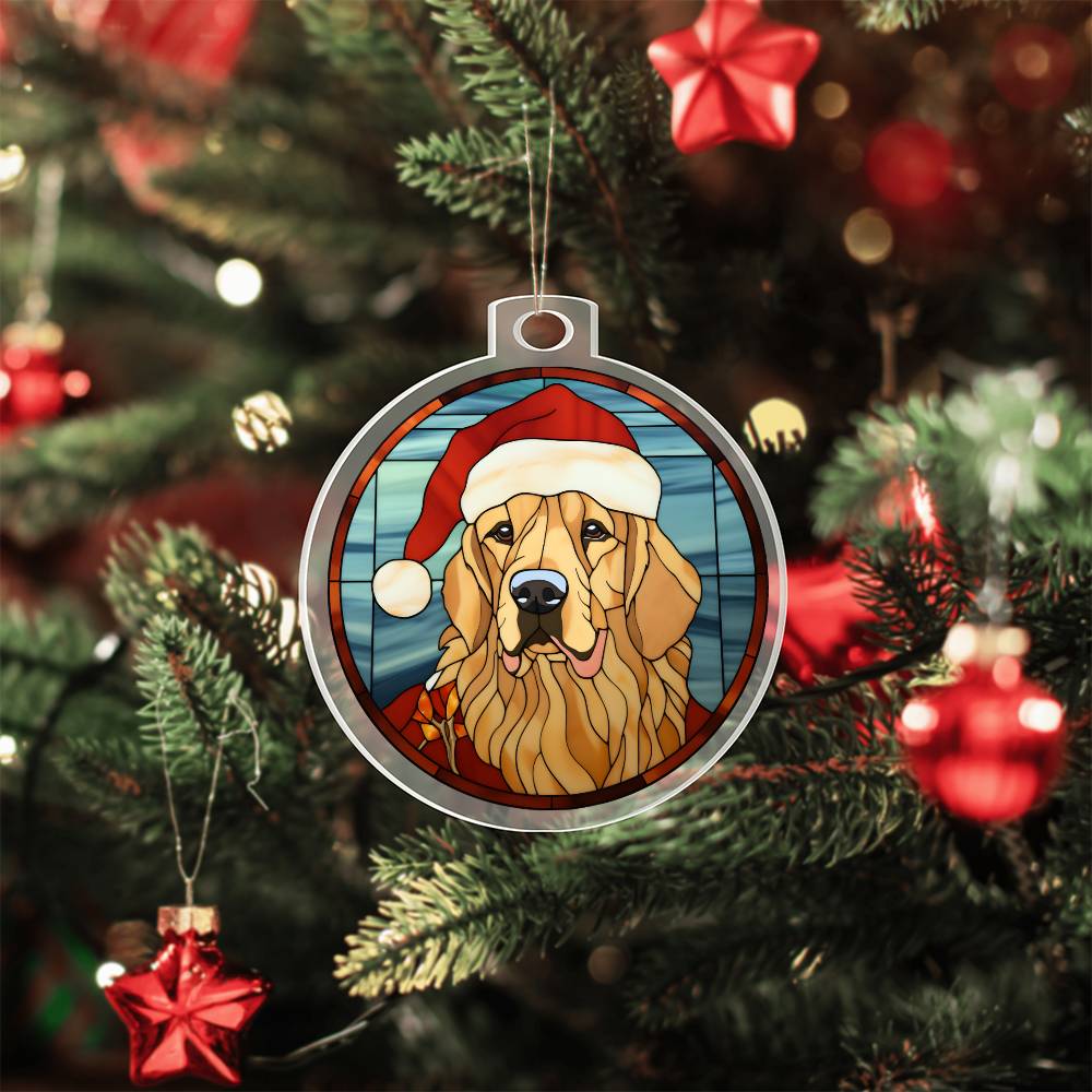 Dog Stained Glass Christmas Design 010 - Acrylic Ornament