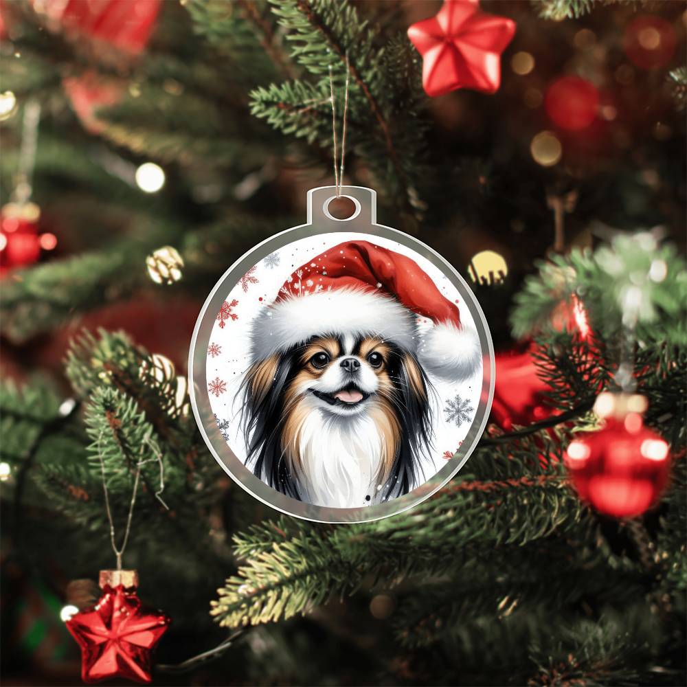 Christmas Dog - Japanese Chin - Acrylic Ornament