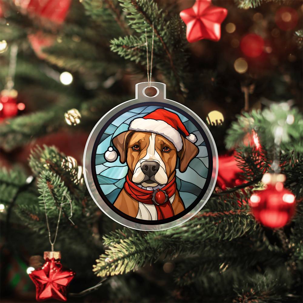 Dog Stained Glass Christmas Design 012 - Acrylic Ornament