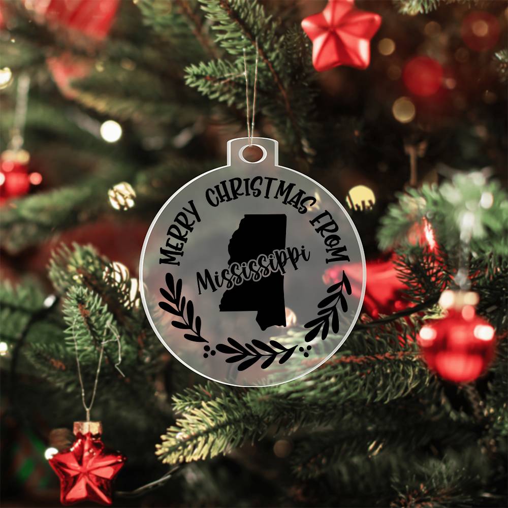 Merry Christmas From Mississippi - Acrylic Ornament