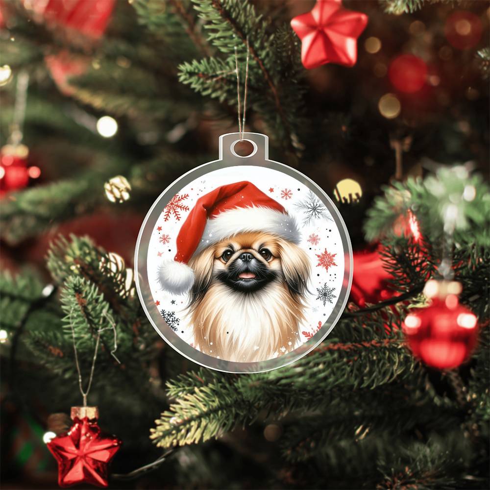 Christmas Dog - Pekingese - Acrylic Ornament