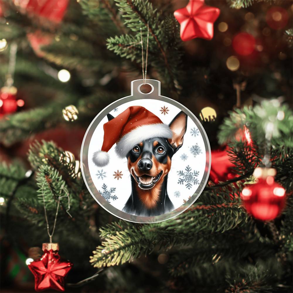 Christmas Dog - German Pinscher - Acrylic Ornament