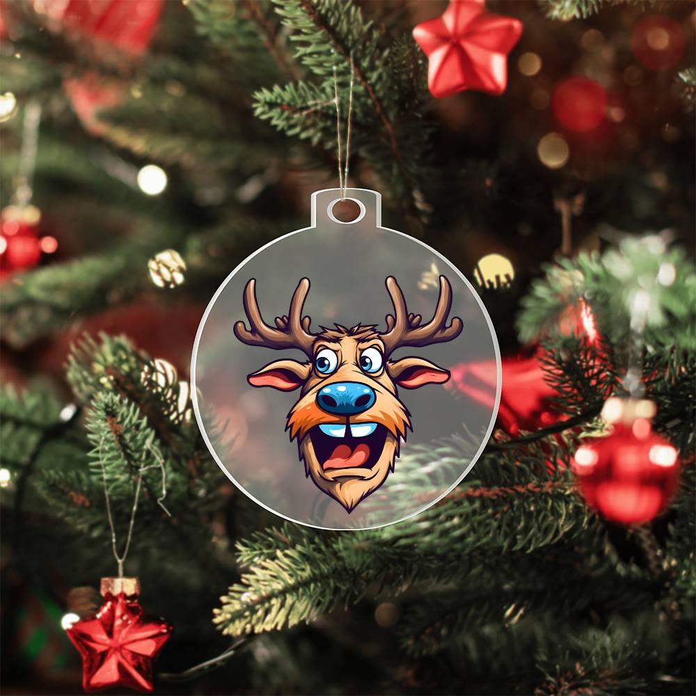 Funny Reindeer Face 05 - Acrylic Ornament