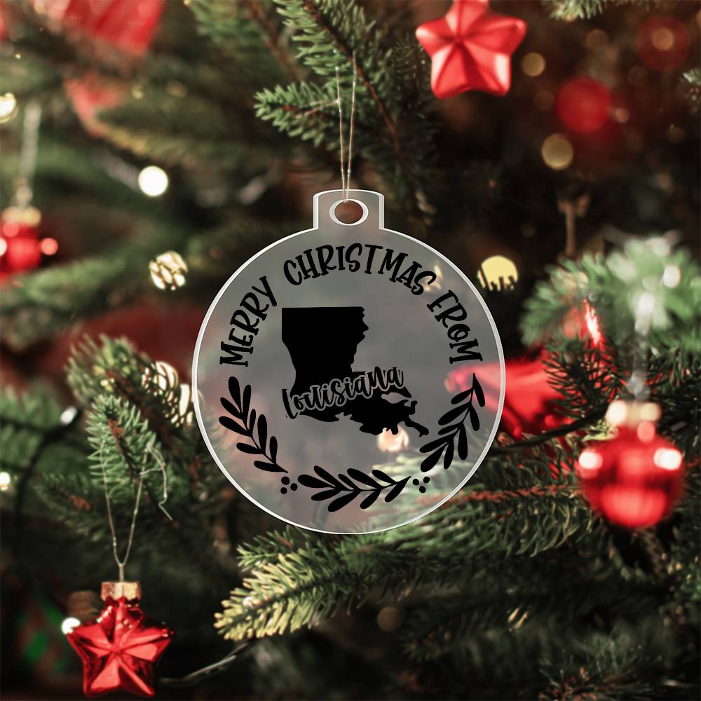 Merry Christmas From Louisiana - Acrylic Ornament