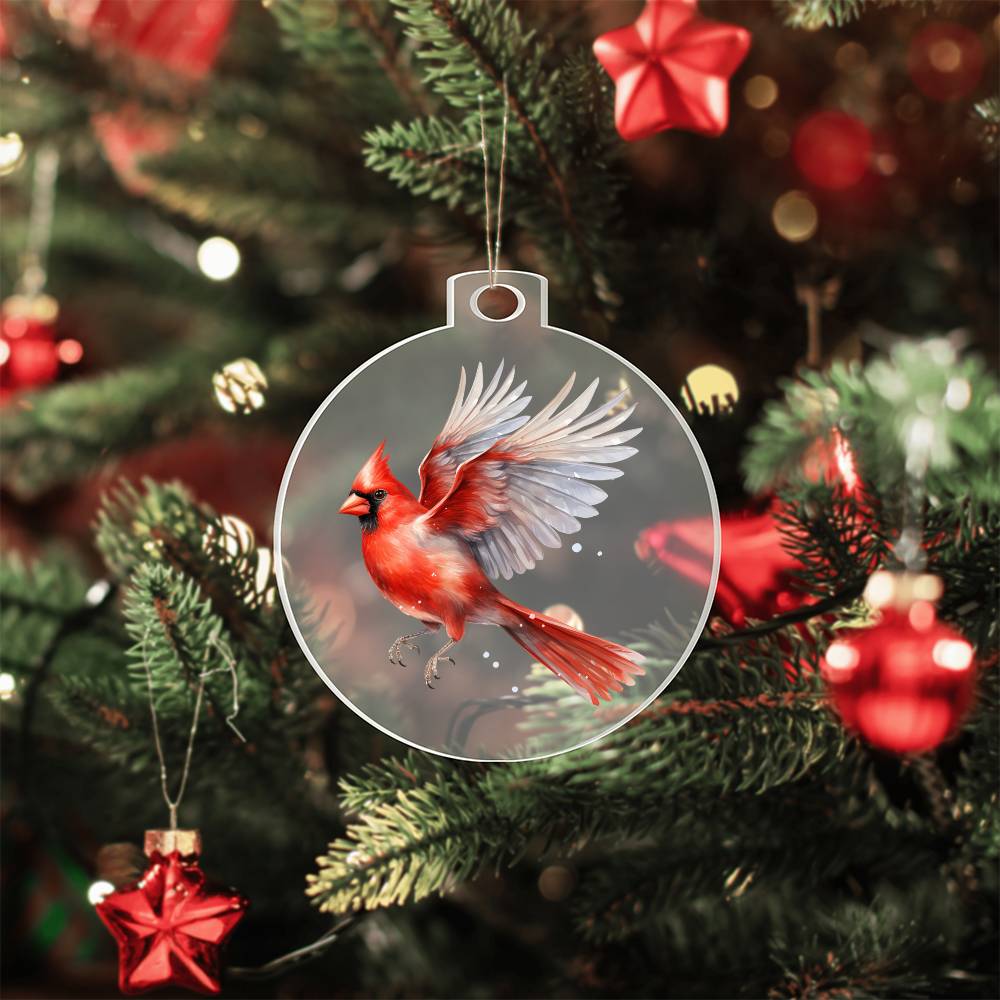 Christmas Cardinal 006 - Acrylic Ornament