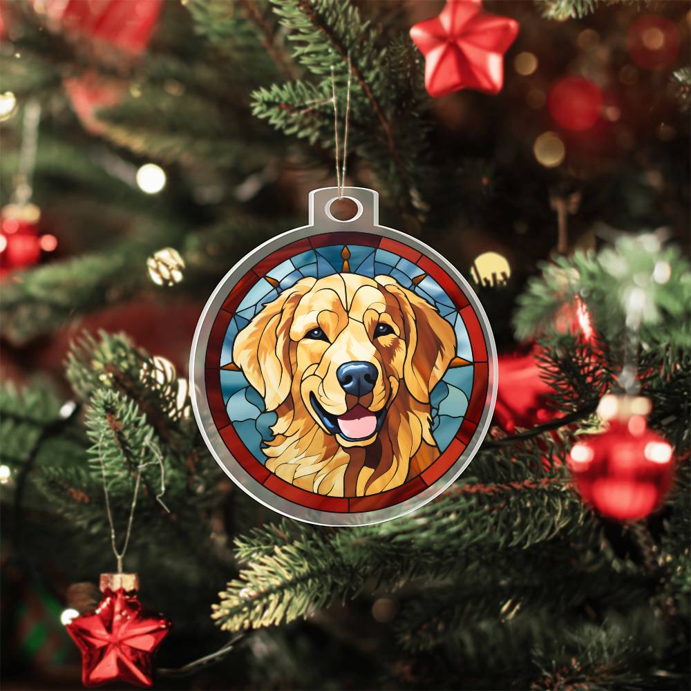 Dog Stained Glass Christmas Design 001 - Acrylic Ornament