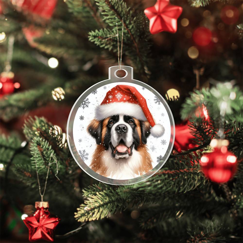 Christmas Dog - St. Bernard - Acrylic Ornament