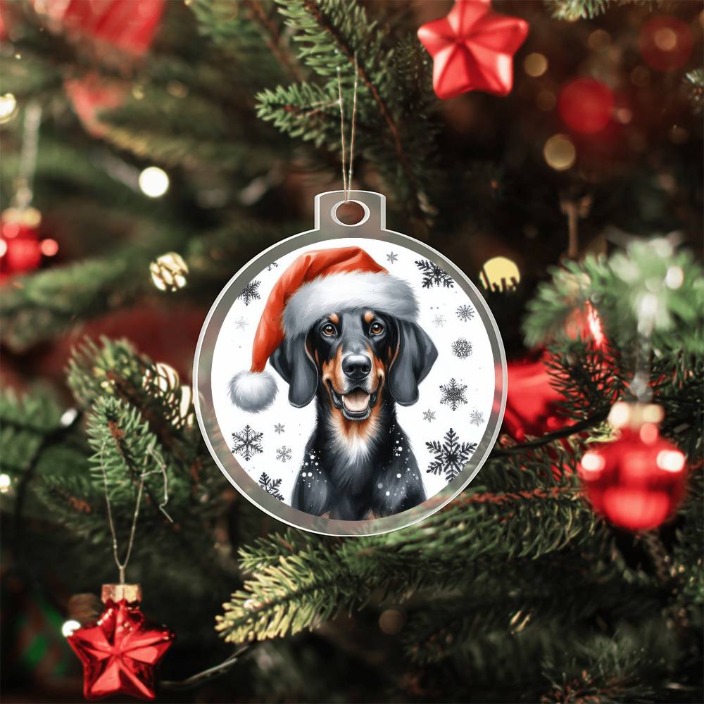 Christmas Dog - Austrian Black and Tan Hound - Acrylic Ornament