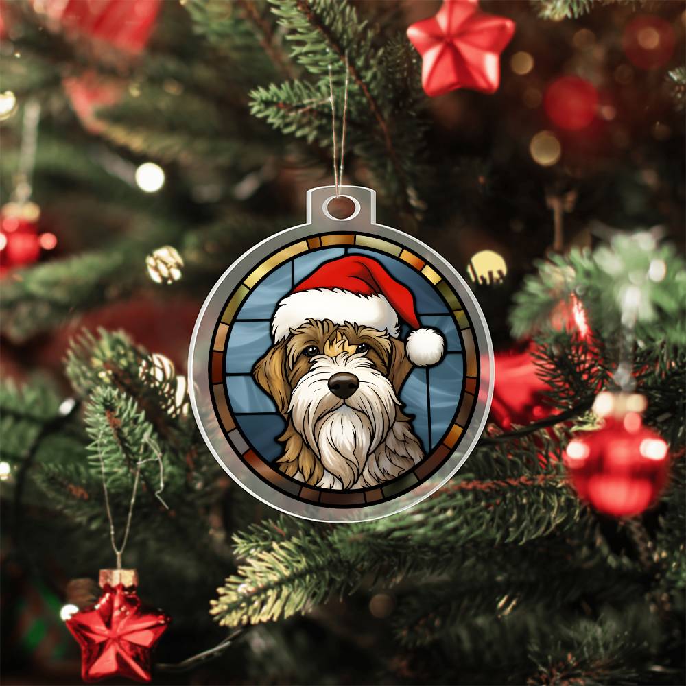 Dog Stained Glass Christmas Design 009 - Acrylic Ornament