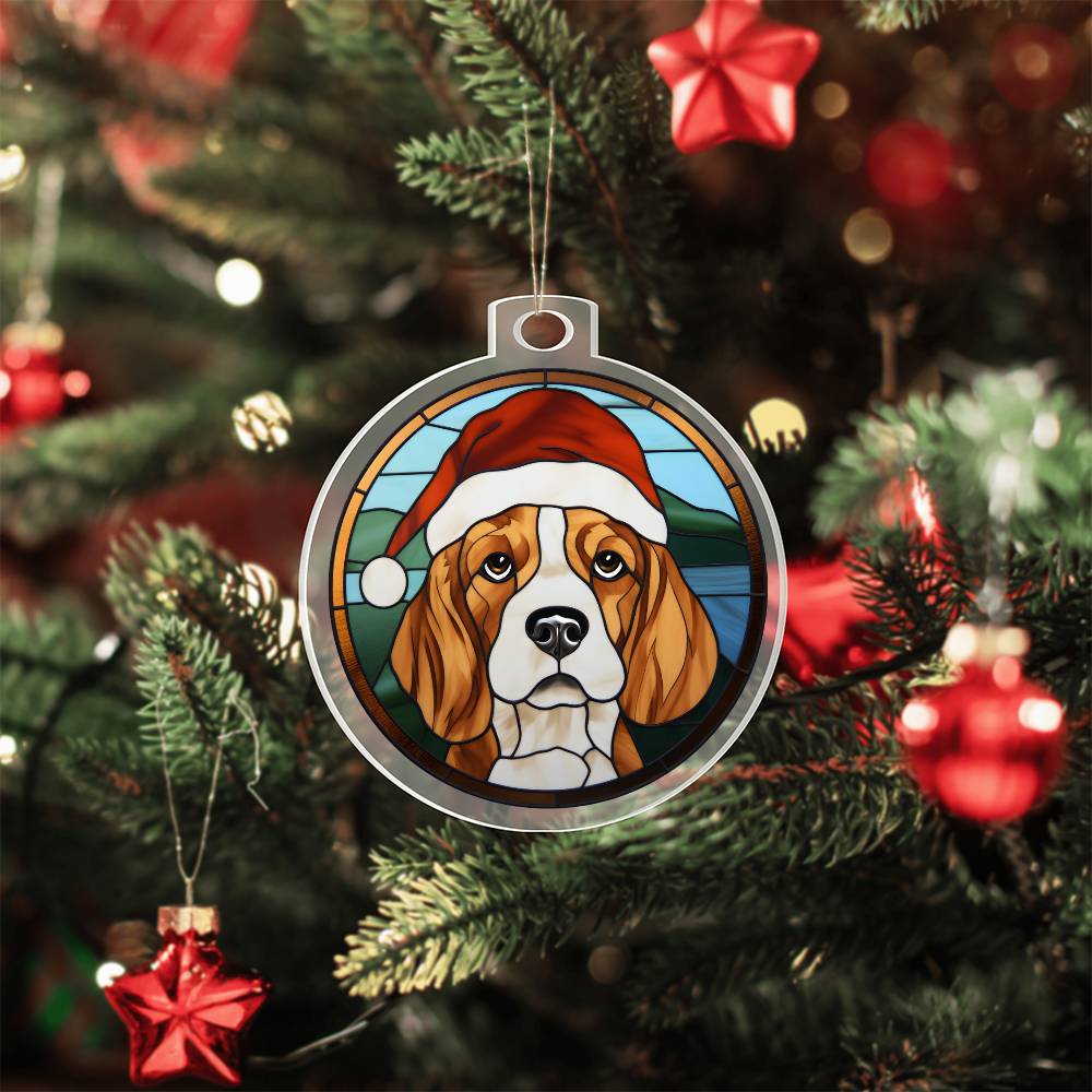 Dog Stained Glass Christmas Design 023 - Acrylic Ornament