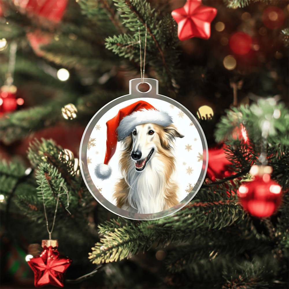 Christmas Dog - Borzoi - Acrylic Ornament