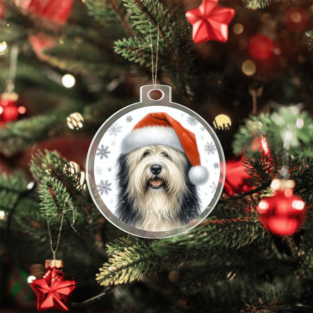 Christmas Dog - Polish Lowland Sheepdog - Acrylic Ornament