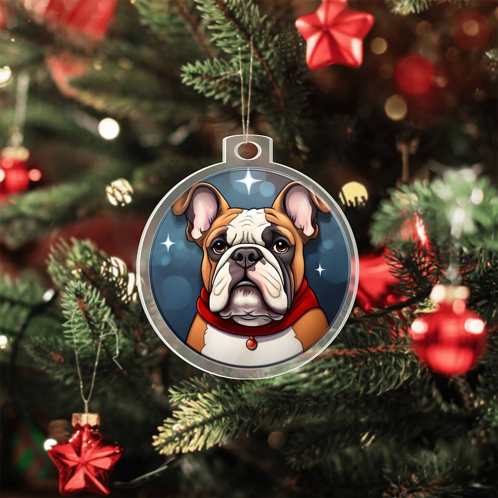 Dog Stained Glass Christmas Design 017 - Acrylic Ornament