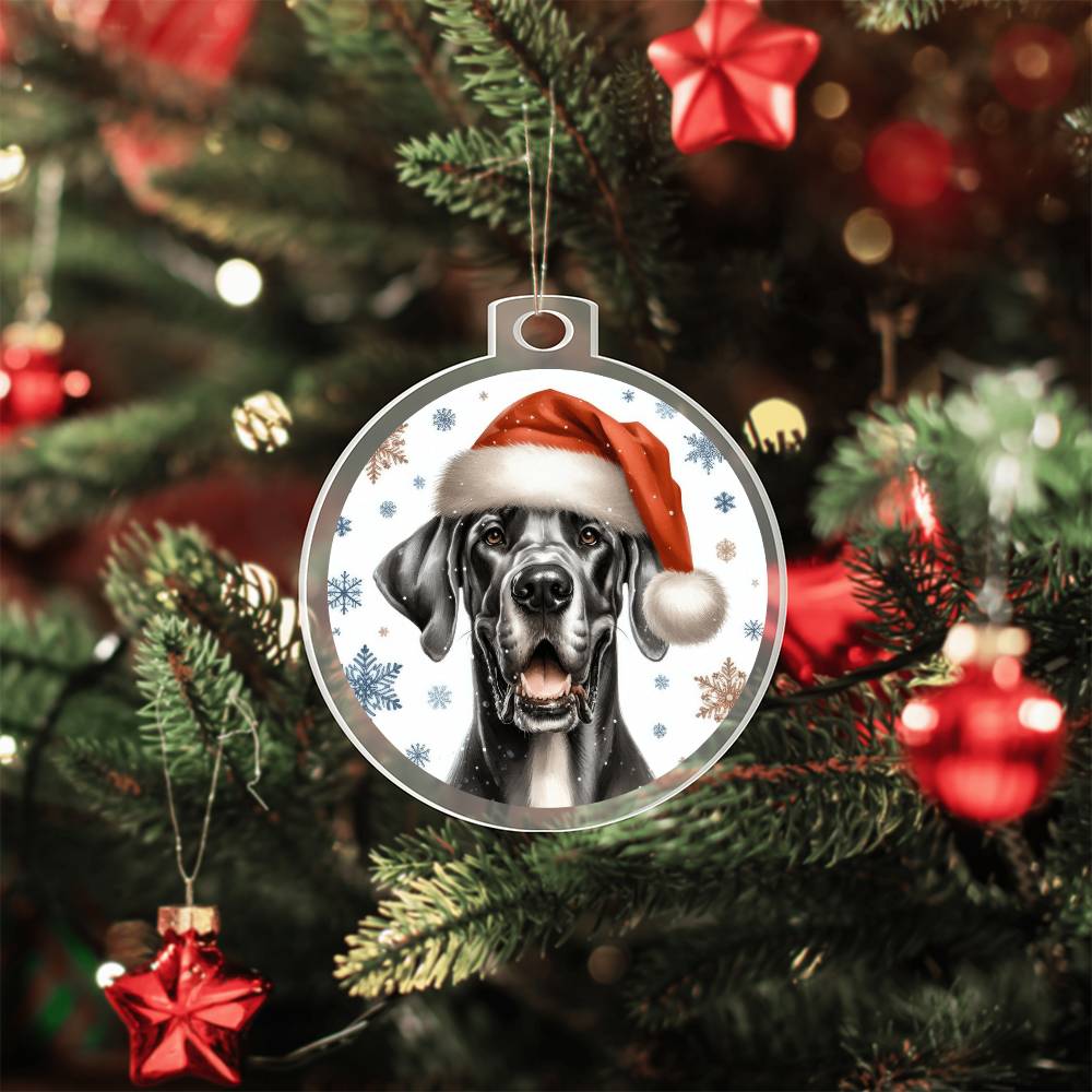 Christmas Dog - Great Dane - Acrylic Ornament