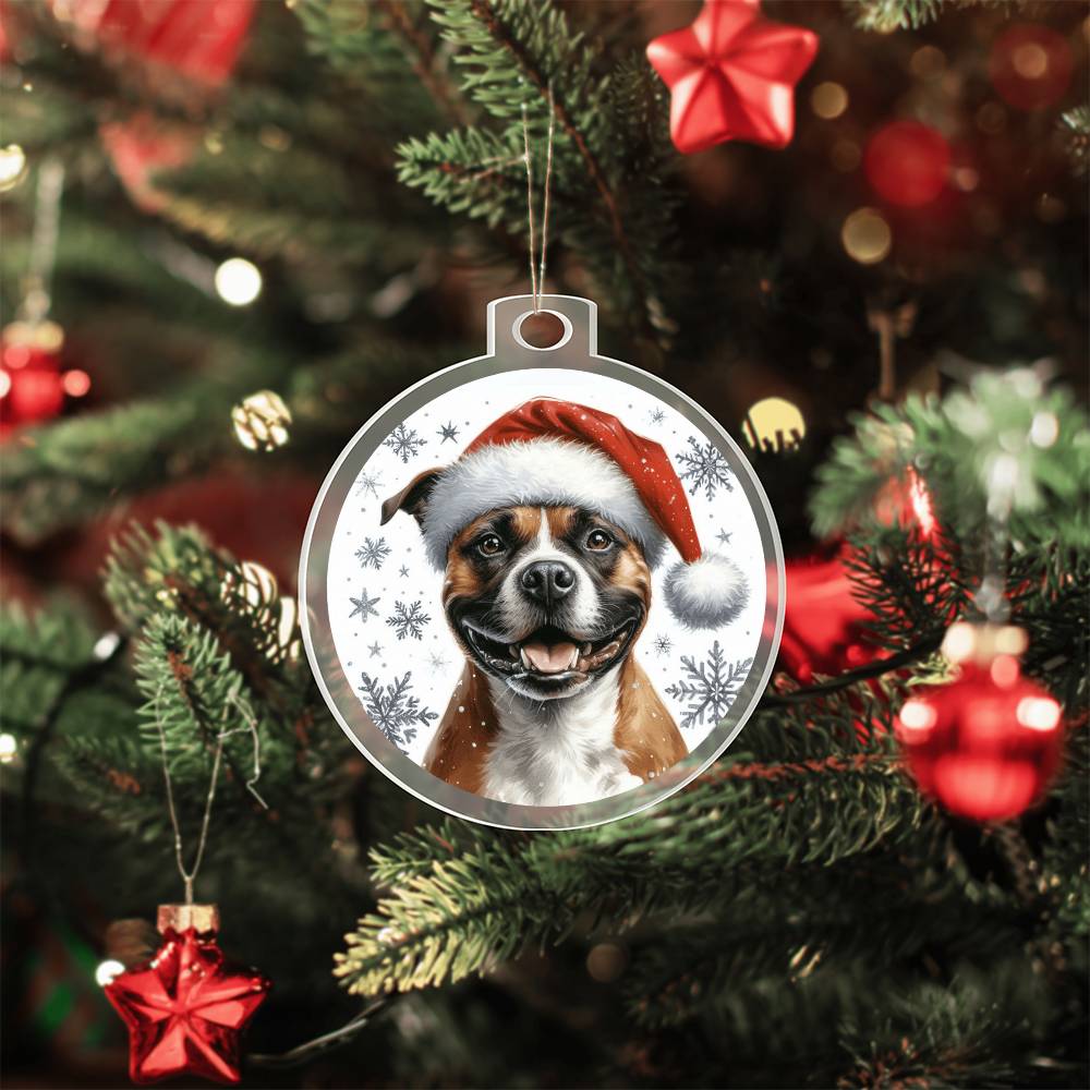 Christmas Dog - Staffordshire Bull Terrier - Acrylic Ornament