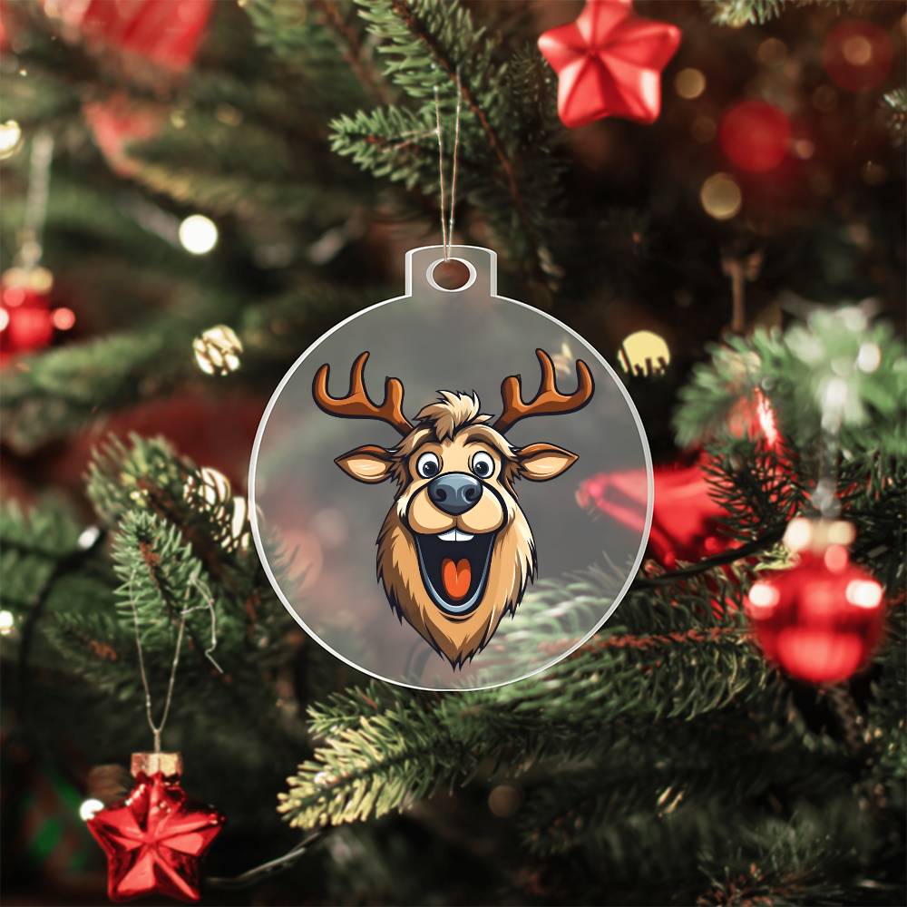 Funny Reindeer Face 01 - Acrylic Ornament