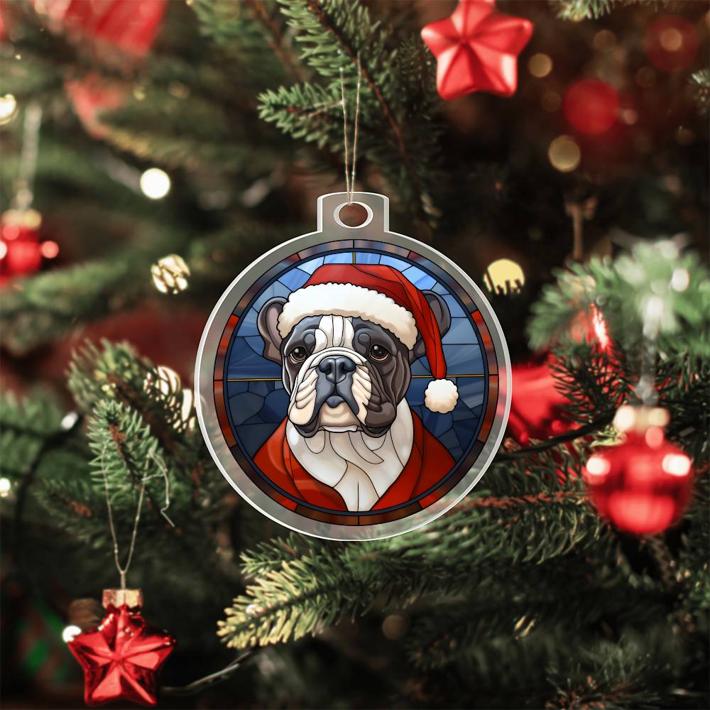 Dog Stained Glass Christmas Design 030 - Acrylic Ornament