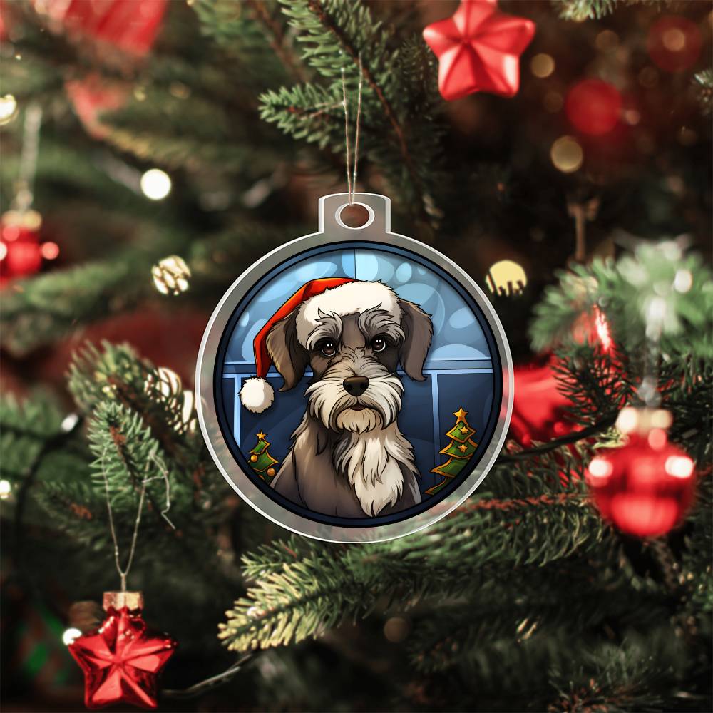Dog Stained Glass Christmas Design 026 - Acrylic Ornament