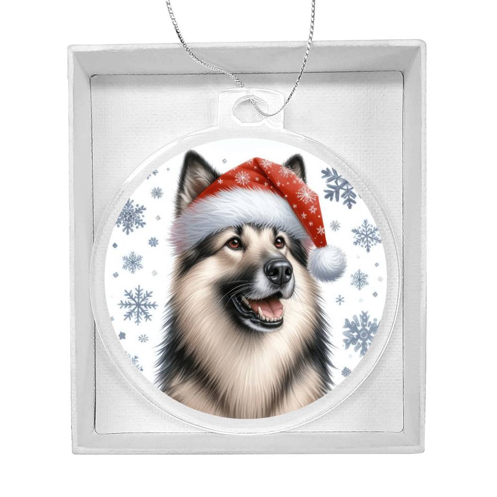 Christmas Dog - Norwegian Elkhound - Acrylic Ornament