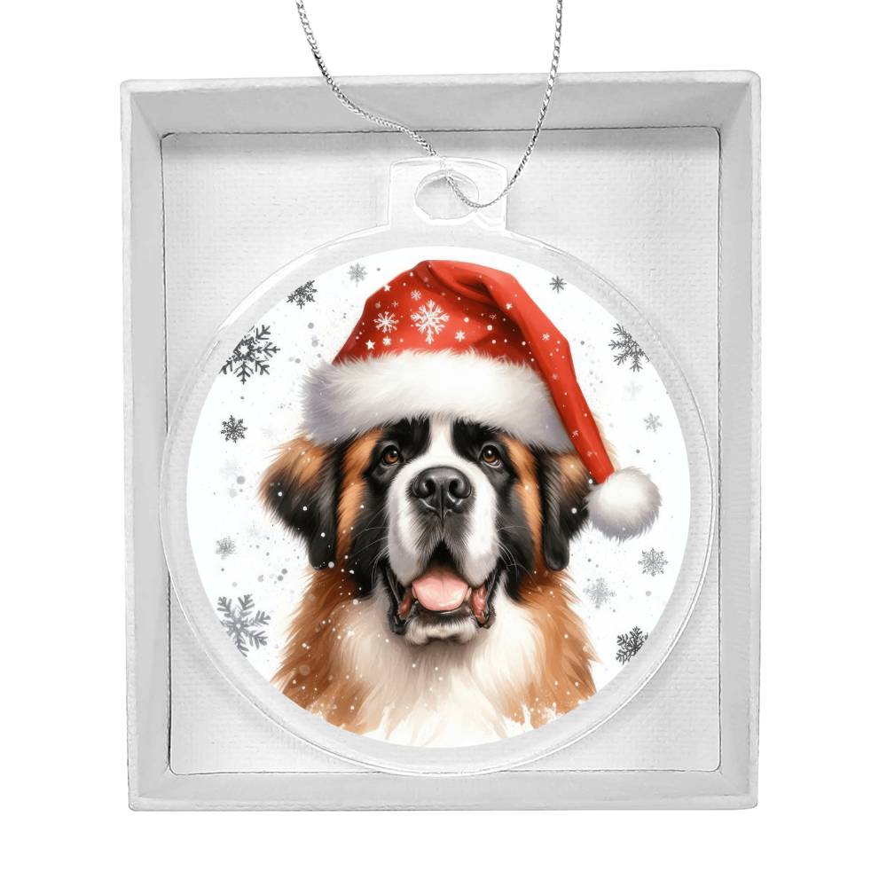 Christmas Dog - St. Bernard - Acrylic Ornament