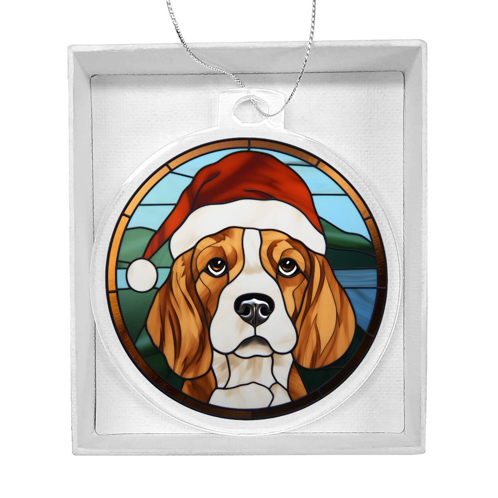 Dog Stained Glass Christmas Design 023 - Acrylic Ornament