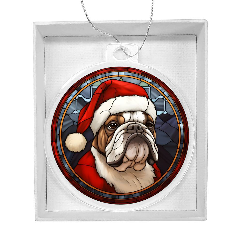 Dog Stained Glass Christmas Design 015 - Acrylic Ornament