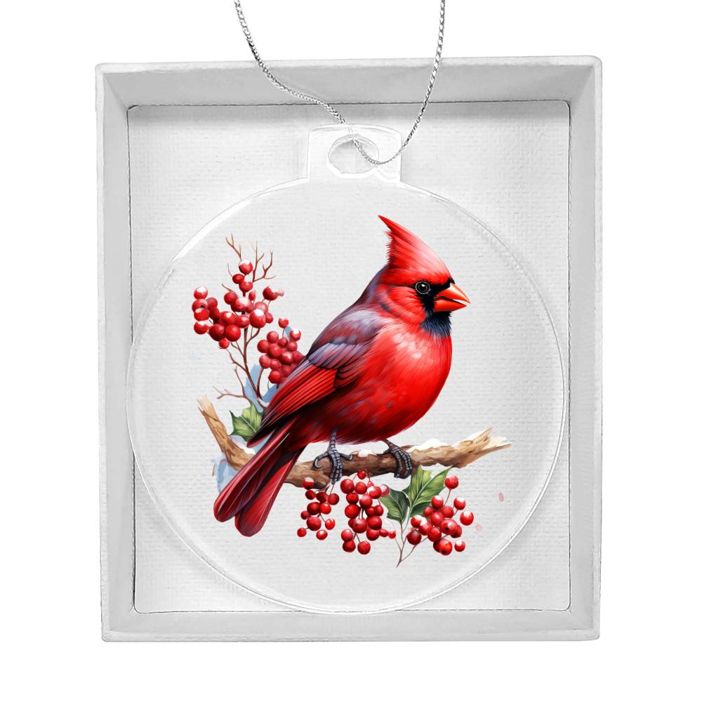 Christmas Cardinal 010 - Acrylic Ornament