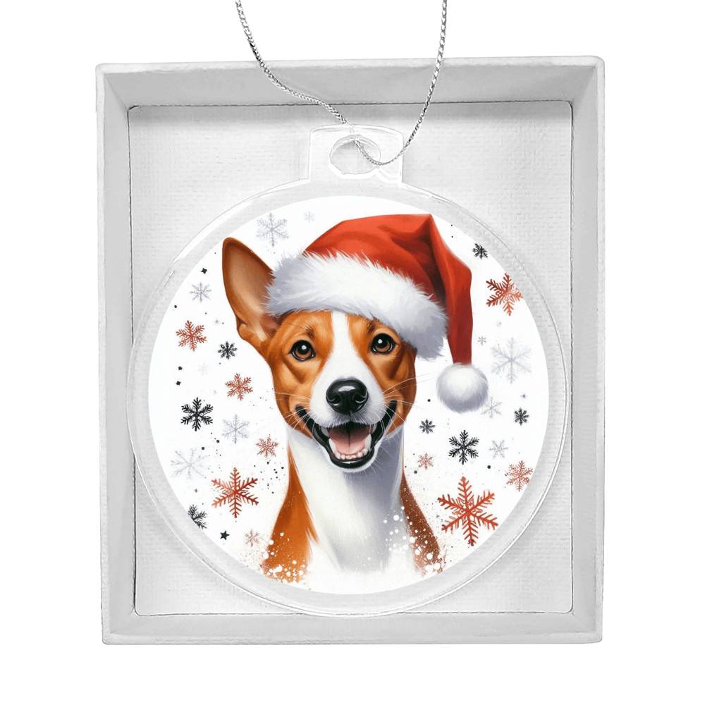 Christmas Dog - Basenji - Acrylic Ornament