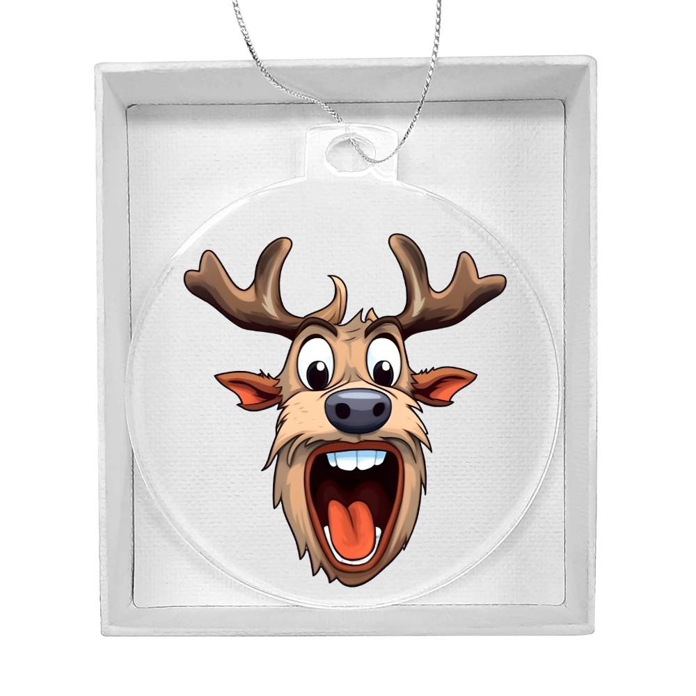 Funny Reindeer Face 06 - Acrylic Ornament