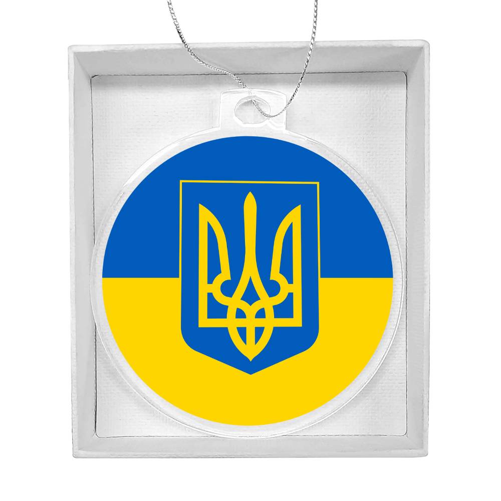Tryzub And Flag Of Ukraine - Acrylic Ornament
