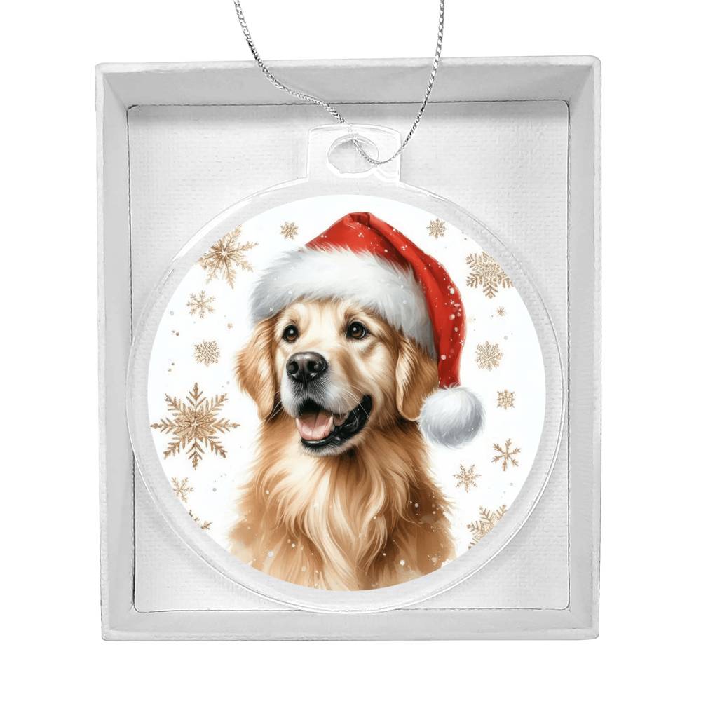 Christmas Dog - Golden Retriever - Acrylic Ornament