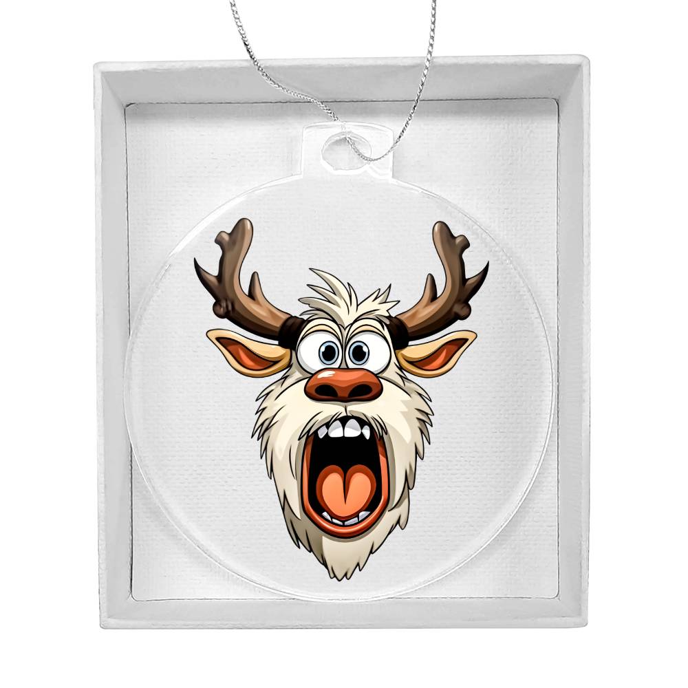 Funny Reindeer Face 17 - Acrylic Ornament