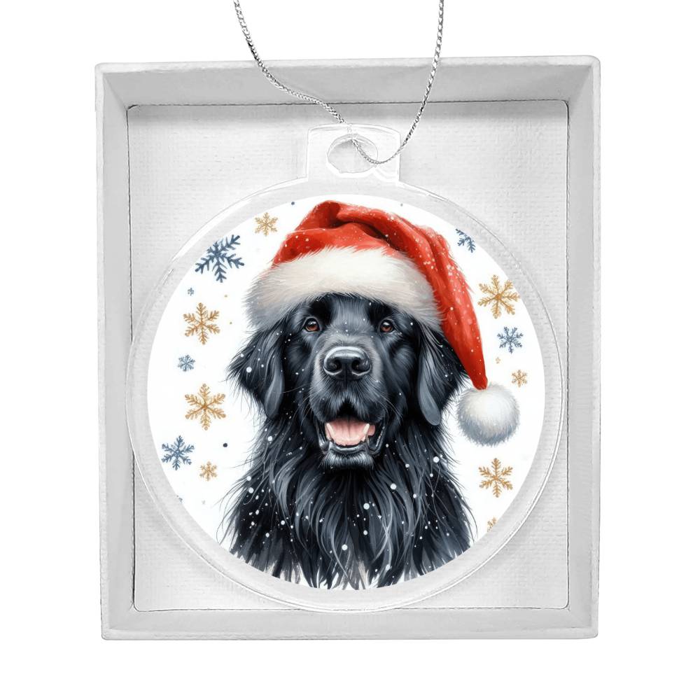 Christmas Dog - Flat-Coated Retriever - Acrylic Ornament