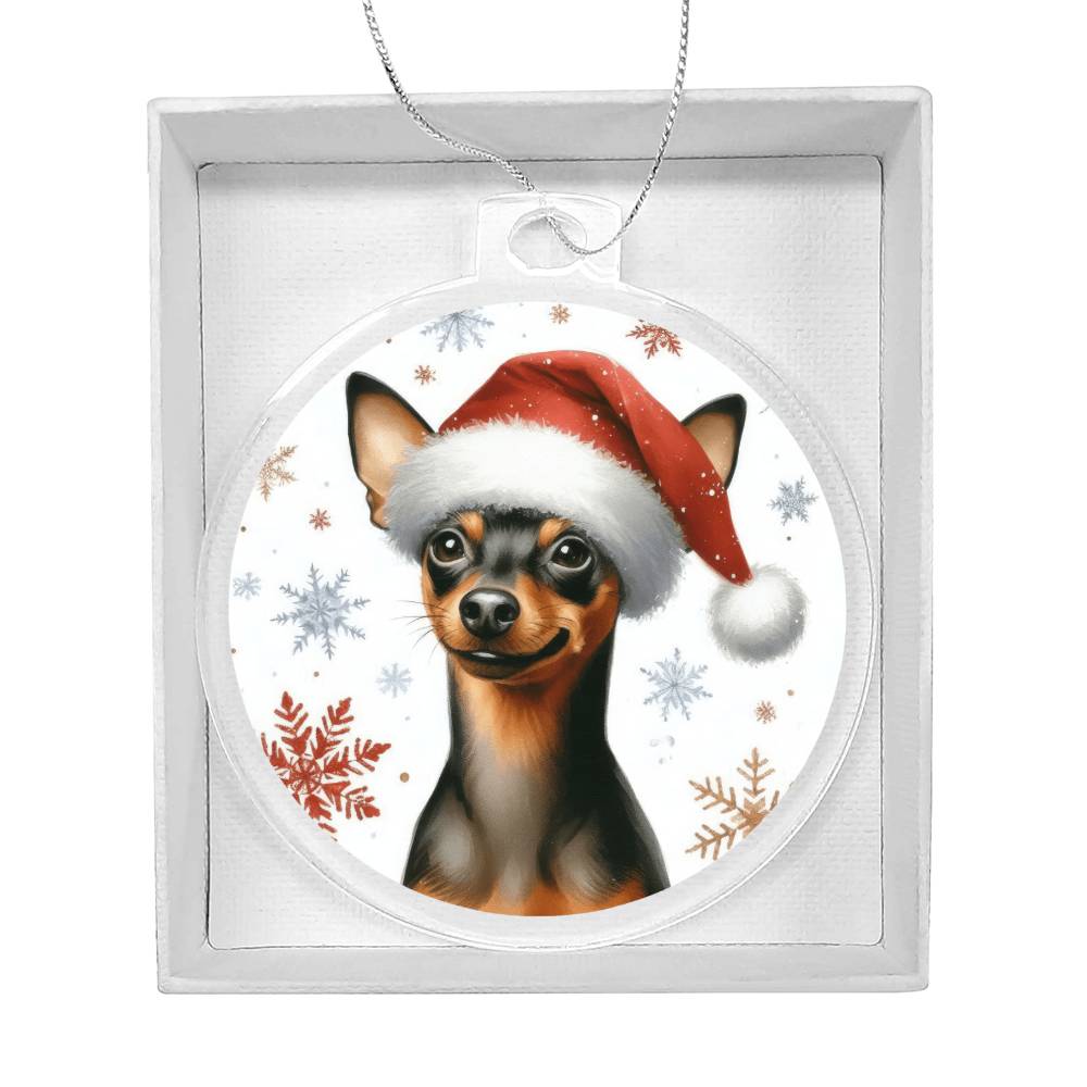 Christmas Dog - Miniature Pinscher - Acrylic Ornament