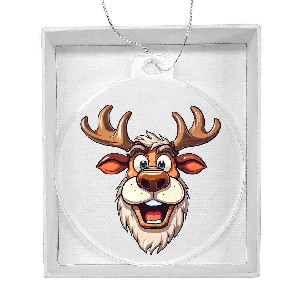 Funny Reindeer Face 08 - Acrylic Ornament