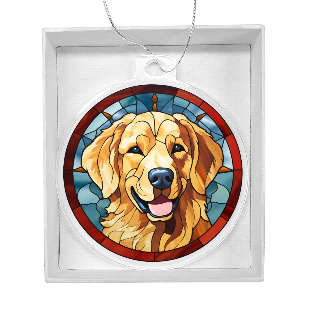 Dog Stained Glass Christmas Design 001 - Acrylic Ornament
