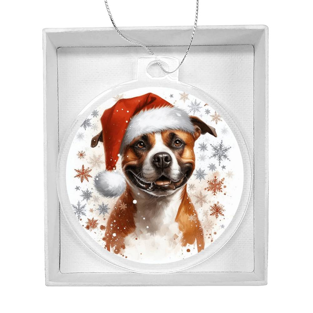 Christmas Dog - American Staffordshire Terrier - Acrylic Ornament