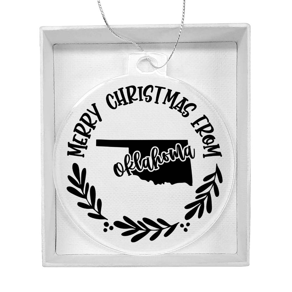 Merry Christmas From Oklahoma - Acrylic Ornament