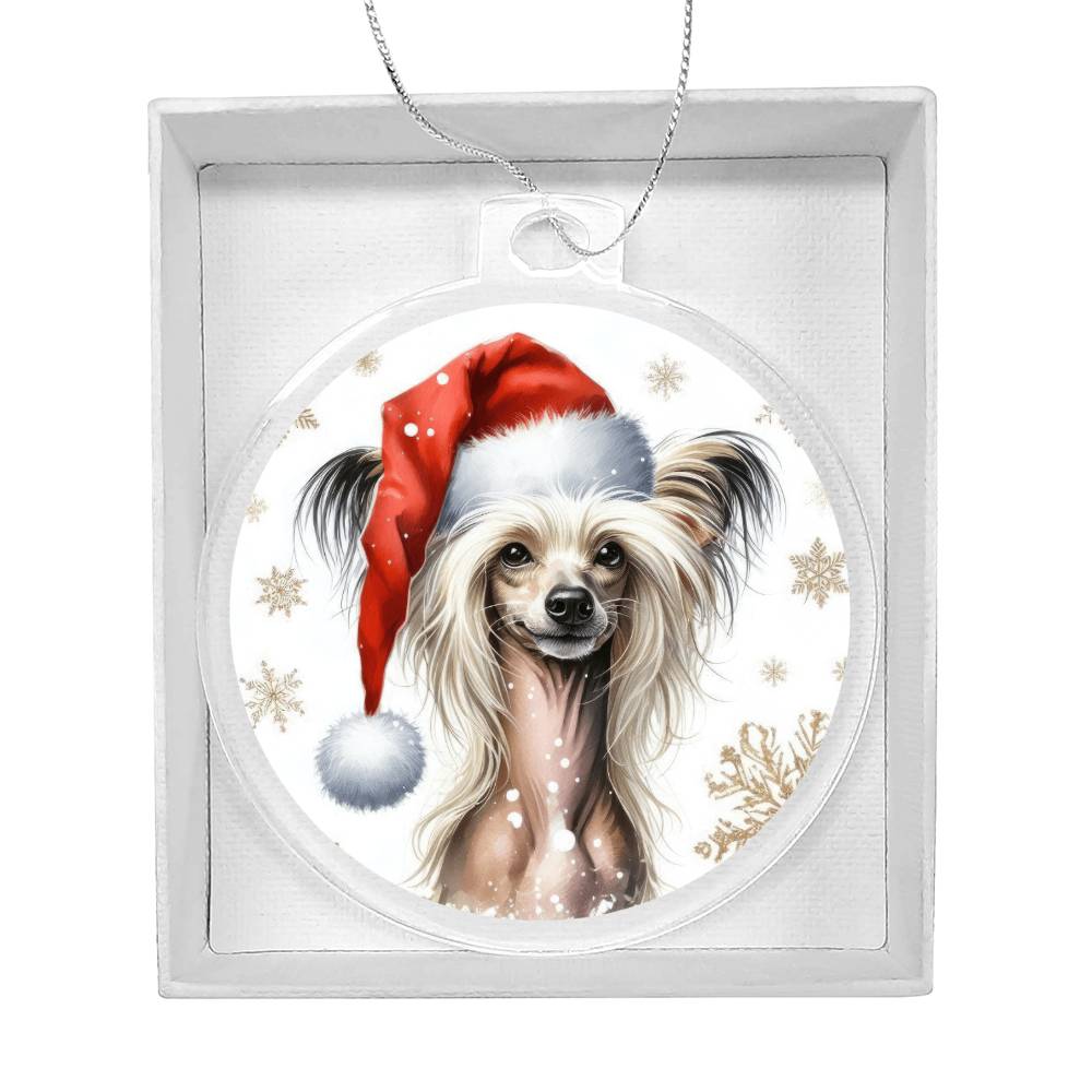 Christmas Dog - Chinese Crested - Acrylic Ornament