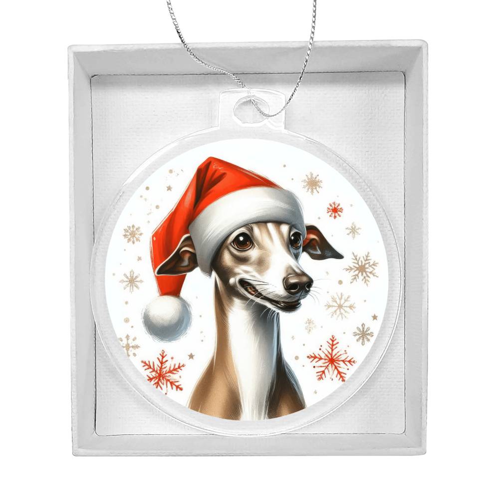 Christmas Dog - Italian Greyhound - Acrylic Ornament