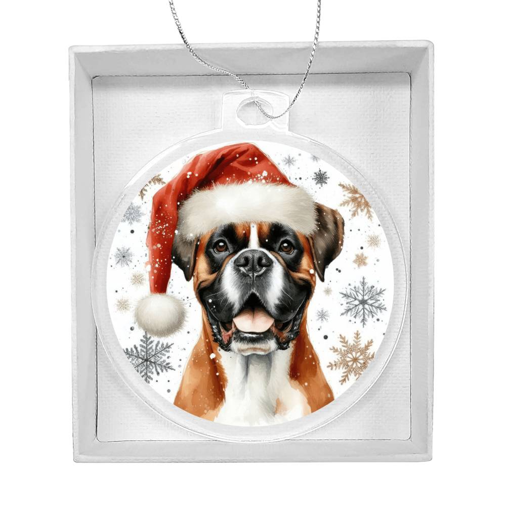 Christmas Dog - Boxer - Acrylic Ornament